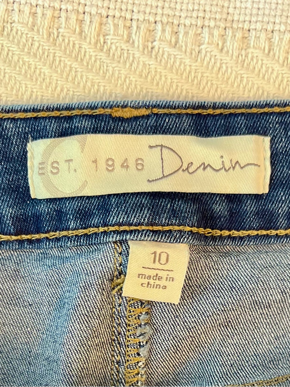 Distressed Dark Blue Jeans with Red Paisley Patches by C Est. 1946, Stretchy - Picture 5 of 15